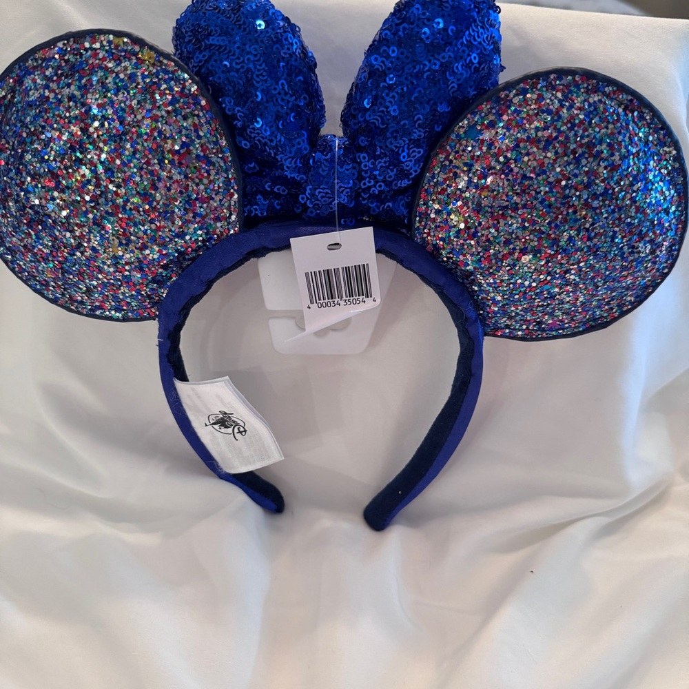 NWT Disney Blue Sequin Mickey/Minnie Ears Headband with Colorful Glitter 2020 - Picture 6 of 7